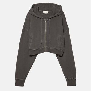 Elwood Clothing BABYDOLL CROP ZIP HOODIE 2.0 (Vintage Grey, size L)